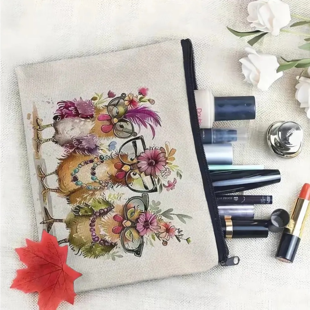 Floral chicken Print Cosmetic Bag